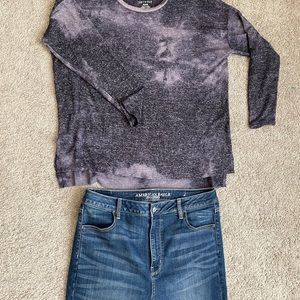 American Eagle top Xl and jeans 14